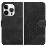 YX0060 Elephant Head Embossed Phone Leather Case with Lanyard, For iPhone 16 Pro, For iPhone 16 Plus, For iPhone 16, For iPhone 15 Pro Max, For iPhone 15 Pro, For iPhone 15 Plus