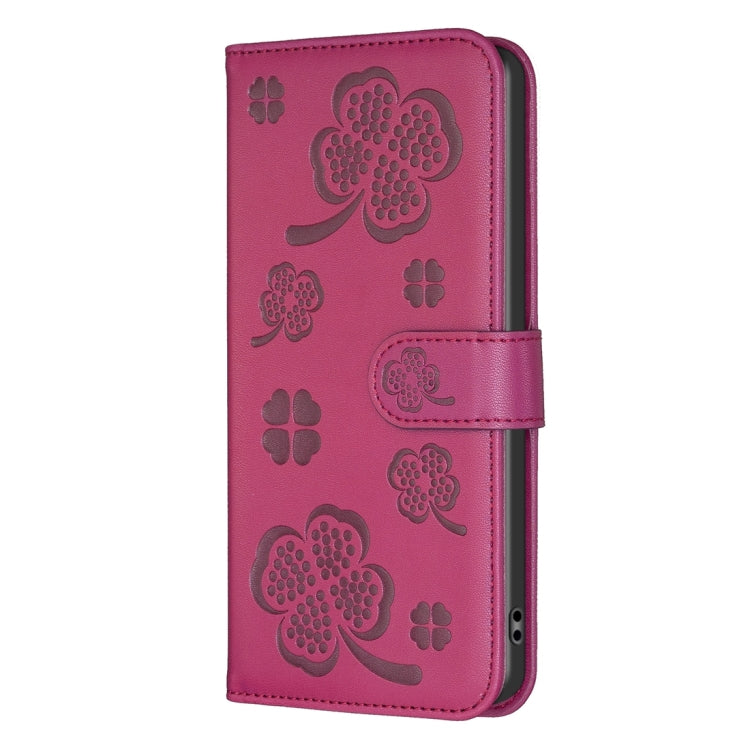 Four-leaf Embossed Leather Phone Case, For iPhone 15 Pro Max, For iPhone 15 Pro, For iPhone 15 Plus, For iPhone 15, For iPhone 14 Plus, For iPhone 14, For iPhone 14 Pro, For iPhone 14 Pro Max