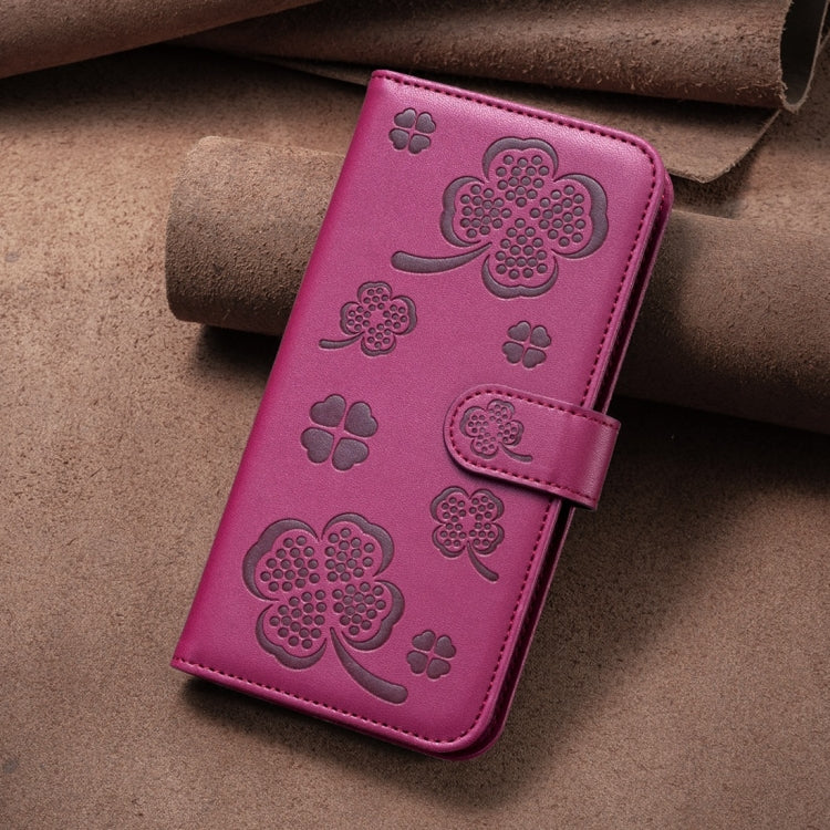 Four-leaf Embossed Leather Phone Case, For iPhone 15 Pro Max, For iPhone 15 Pro, For iPhone 15 Plus, For iPhone 15, For iPhone 14 Plus, For iPhone 14, For iPhone 14 Pro, For iPhone 14 Pro Max