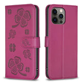 Four-leaf Embossed Leather Phone Case, For iPhone 7 / 8 / SE 2022, For iPhone 13 Pro Max, For iPhone 13 Pro, For iPhone 13, For iPhone 12 / 12 Pro, For iPhone 12 Pro Max, For iPhone 11 Pro Max, For iPhone 11