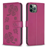 Four-leaf Embossed Leather Phone Case, For iPhone 7 / 8 / SE 2022, For iPhone 13 Pro Max, For iPhone 13 Pro, For iPhone 13, For iPhone 12 / 12 Pro, For iPhone 12 Pro Max, For iPhone 11 Pro Max, For iPhone 11