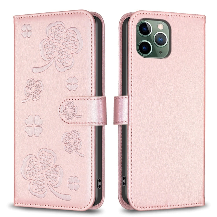 Four-leaf Embossed Leather Phone Case, For iPhone 7 / 8 / SE 2022, For iPhone 13 Pro Max, For iPhone 13 Pro, For iPhone 13, For iPhone 12 / 12 Pro, For iPhone 12 Pro Max, For iPhone 11 Pro Max, For iPhone 11