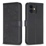 Four-leaf Embossed Leather Phone Case, For iPhone 7 / 8 / SE 2022, For iPhone 13 Pro Max, For iPhone 13 Pro, For iPhone 13, For iPhone 12 / 12 Pro, For iPhone 12 Pro Max, For iPhone 11 Pro Max, For iPhone 11