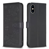Four-leaf Embossed Leather Phone Case, For iPhone 11 Pro, For iPhone X / XS, For iPhone XR, For iPhone XS Max, For iPhone 7 Plus / 8 Plus