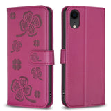 Four-leaf Embossed Leather Phone Case, For iPhone 11 Pro, For iPhone X / XS, For iPhone XR, For iPhone XS Max, For iPhone 7 Plus / 8 Plus