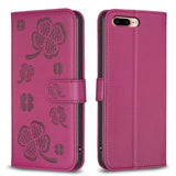 Four-leaf Embossed Leather Phone Case, For iPhone 11 Pro, For iPhone X / XS, For iPhone XR, For iPhone XS Max, For iPhone 7 Plus / 8 Plus