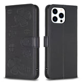 Four-leaf Embossed Leather Phone Case, For iPhone 15 Pro Max, For iPhone 15 Pro, For iPhone 15 Plus, For iPhone 15, For iPhone 14 Plus, For iPhone 14, For iPhone 14 Pro, For iPhone 14 Pro Max
