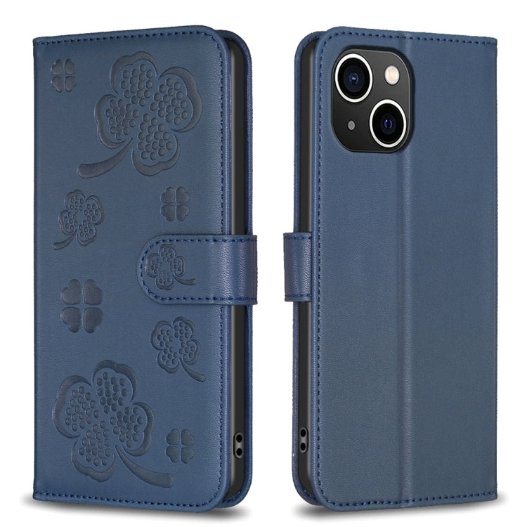 Four-leaf Embossed Leather Phone Case, For iPhone 15 Pro Max, For iPhone 15 Pro, For iPhone 15 Plus, For iPhone 15, For iPhone 14 Plus, For iPhone 14, For iPhone 14 Pro, For iPhone 14 Pro Max