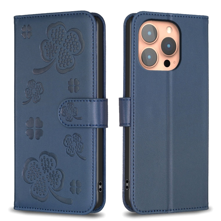 Four-leaf Embossed Leather Phone Case, For iPhone 17 Pro Max, For iPhone 17 Pro, For iPhone 17, For iPhone Air, For iPhone 16 Pro Max, For iPhone 16 Pro, For iPhone 16 Plus, For iPhone 16