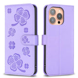 Four-leaf Embossed Leather Phone Case, For iPhone 17 Pro Max, For iPhone 17 Pro, For iPhone 17, For iPhone Air, For iPhone 16 Pro Max, For iPhone 16 Pro, For iPhone 16 Plus, For iPhone 16