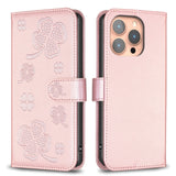 Four-leaf Embossed Leather Phone Case, For iPhone 17 Pro Max, For iPhone 17 Pro, For iPhone 17, For iPhone Air, For iPhone 16 Pro Max, For iPhone 16 Pro, For iPhone 16 Plus, For iPhone 16