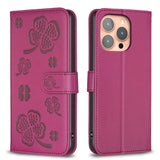 Four-leaf Embossed Leather Phone Case, For iPhone 17 Pro Max, For iPhone 17 Pro, For iPhone 17, For iPhone Air, For iPhone 16 Pro Max, For iPhone 16 Pro, For iPhone 16 Plus, For iPhone 16