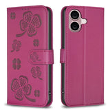 Four-leaf Embossed Leather Phone Case, For iPhone 17 Pro Max, For iPhone 17 Pro, For iPhone 17, For iPhone Air, For iPhone 16 Pro Max, For iPhone 16 Pro, For iPhone 16 Plus, For iPhone 16