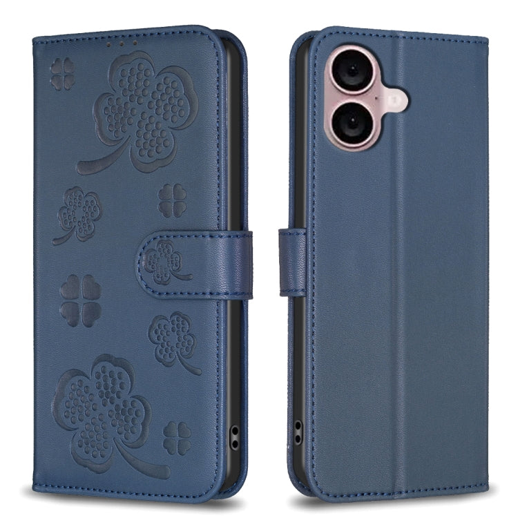 Four-leaf Embossed Leather Phone Case, For iPhone 17 Pro Max, For iPhone 17 Pro, For iPhone 17, For iPhone Air, For iPhone 16 Pro Max, For iPhone 16 Pro, For iPhone 16 Plus, For iPhone 16