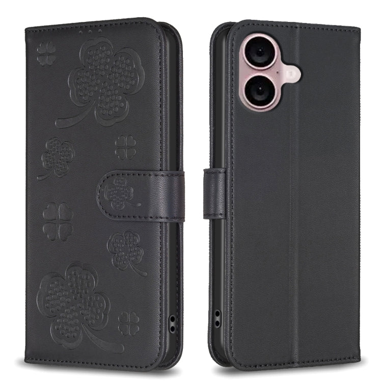 Four-leaf Embossed Leather Phone Case, For iPhone 17 Pro Max, For iPhone 17 Pro, For iPhone 17, For iPhone Air, For iPhone 16 Pro Max, For iPhone 16 Pro, For iPhone 16 Plus, For iPhone 16
