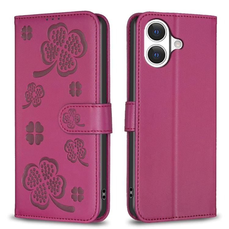 Four-leaf Embossed Leather Phone Case, For iPhone 18 Pro/17 Pro, For iPhone 18 Pro Max/17 Pro Max, For iPhone 17, For iPhone 17 Air, For iPhone 16 Pro Max, For iPhone 16 Pro, For iPhone 16 Plus, For iPhone 16