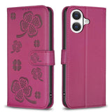 Four-leaf Embossed Leather Phone Case, For iPhone 18 Pro/17 Pro, For iPhone 18 Pro Max/17 Pro Max, For iPhone 17, For iPhone 17 Air, For iPhone 16 Pro Max, For iPhone 16 Pro, For iPhone 16 Plus, For iPhone 16