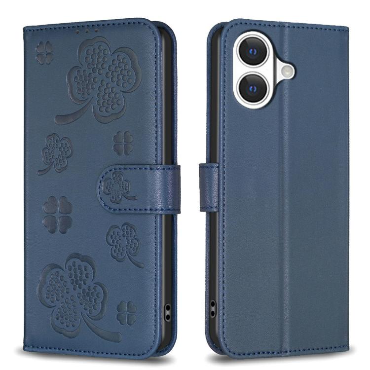 Four-leaf Embossed Leather Phone Case, For iPhone 18 Pro/17 Pro, For iPhone 18 Pro Max/17 Pro Max, For iPhone 17, For iPhone 17 Air, For iPhone 16 Pro Max, For iPhone 16 Pro, For iPhone 16 Plus, For iPhone 16