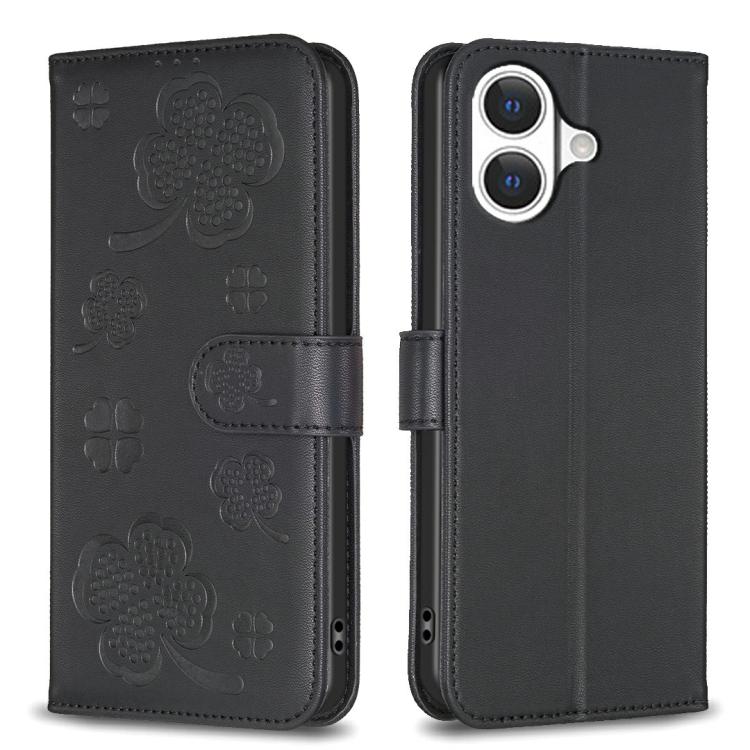Four-leaf Embossed Leather Phone Case, For iPhone 18 Pro/17 Pro, For iPhone 18 Pro Max/17 Pro Max, For iPhone 17, For iPhone 17 Air, For iPhone 16 Pro Max, For iPhone 16 Pro, For iPhone 16 Plus, For iPhone 16