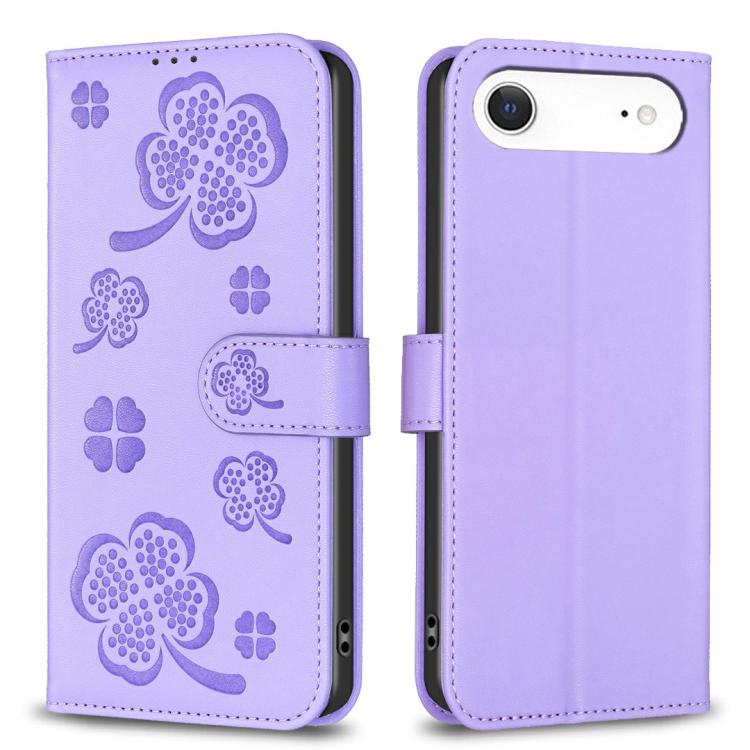 Four-leaf Embossed Leather Phone Case, For iPhone 17 Pro Max, For iPhone 17 Pro, For iPhone 17, For iPhone Air, For iPhone 16 Pro Max, For iPhone 16 Pro, For iPhone 16 Plus, For iPhone 16