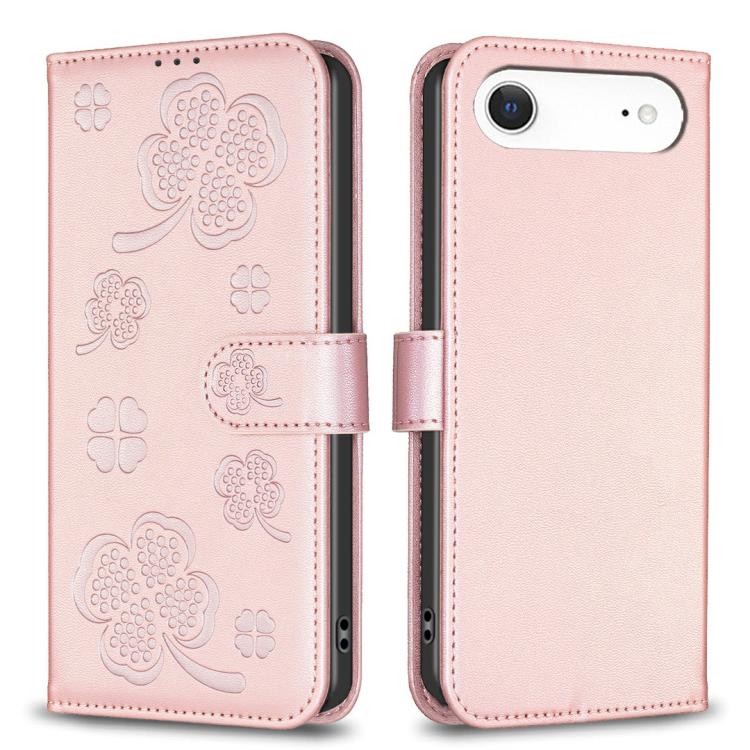 Four-leaf Embossed Leather Phone Case, For iPhone 17 Pro Max, For iPhone 17 Pro, For iPhone 17, For iPhone Air, For iPhone 16 Pro Max, For iPhone 16 Pro, For iPhone 16 Plus, For iPhone 16
