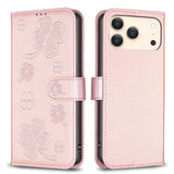 Four-leaf Embossed Leather Phone Case, For iPhone 18 Pro/17 Pro, For iPhone 18 Pro Max/17 Pro Max, For iPhone 17, For iPhone 17 Air, For iPhone 16 Pro Max, For iPhone 16 Pro, For iPhone 16 Plus, For iPhone 16