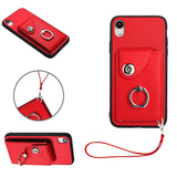 Organ Card Bag Ring Holder PU Phone Case with Lanyard, For iPhone XS / X, For iPhone XR, For iPhone XS Max, For iPhone 8 Plus / 7 Plus