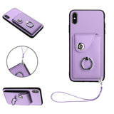 Organ Card Bag Ring Holder PU Phone Case with Lanyard, For iPhone XS / X, For iPhone XR, For iPhone XS Max, For iPhone 8 Plus / 7 Plus