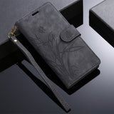 Orchid Butterfly Embossed Leather Phone Case, For iPhone 11, For iPhone 11 Pro, For iPhone X / XS, For iPhone XR, For iPhone XS Max, For iPhone 7 Plus / 8 Plus