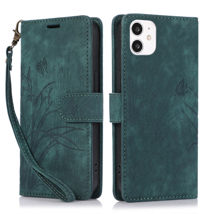 Orchid Butterfly Embossed Leather Phone Case, For iPhone 11, For iPhone 11 Pro, For iPhone X / XS, For iPhone XR, For iPhone XS Max, For iPhone 7 Plus / 8 Plus