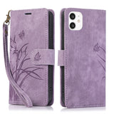 Orchid Butterfly Embossed Leather Phone Case, For iPhone 11, For iPhone 11 Pro, For iPhone X / XS, For iPhone XR, For iPhone XS Max, For iPhone 7 Plus / 8 Plus