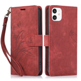 Orchid Butterfly Embossed Leather Phone Case, For iPhone 11, For iPhone 11 Pro, For iPhone X / XS, For iPhone XR, For iPhone XS Max, For iPhone 7 Plus / 8 Plus