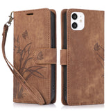 Orchid Butterfly Embossed Leather Phone Case, For iPhone 11, For iPhone 11 Pro, For iPhone X / XS, For iPhone XR, For iPhone XS Max, For iPhone 7 Plus / 8 Plus
