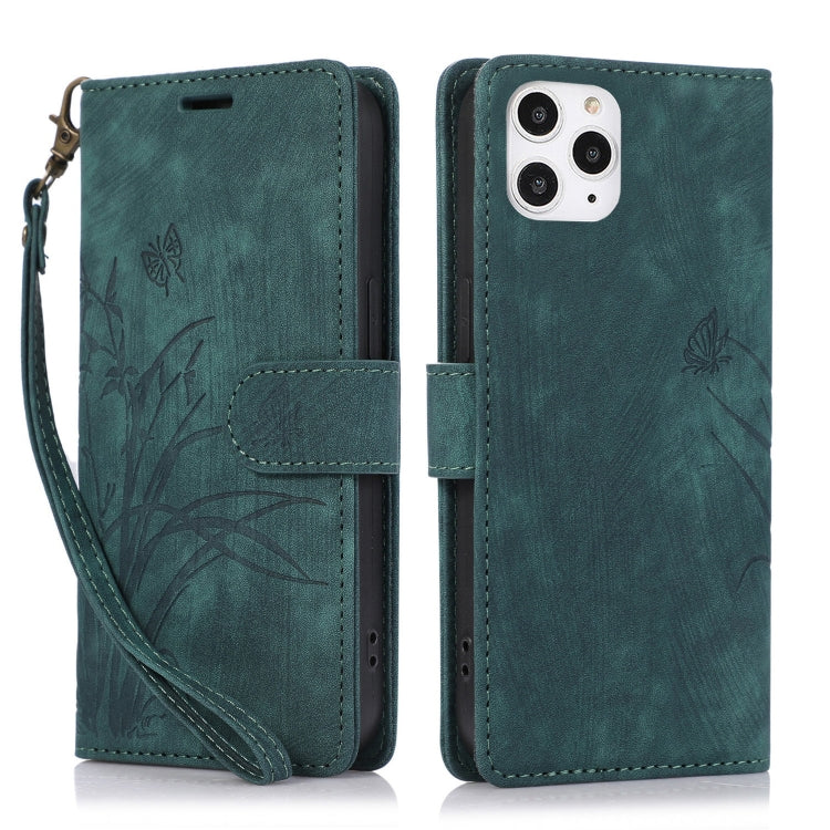 Orchid Butterfly Embossed Leather Phone Case, For iPhone 11, For iPhone 11 Pro, For iPhone X / XS, For iPhone XR, For iPhone XS Max, For iPhone 7 Plus / 8 Plus