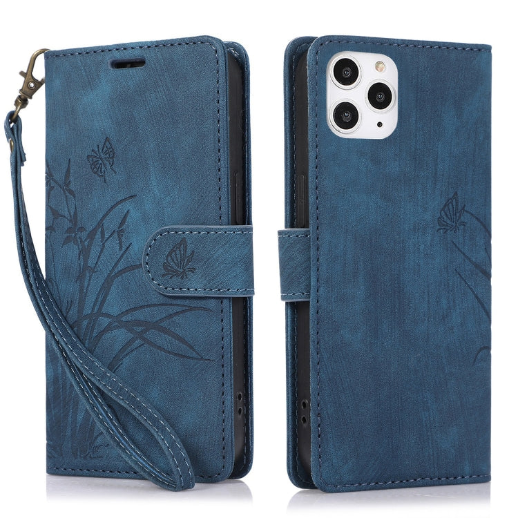 Orchid Butterfly Embossed Leather Phone Case, For iPhone 11, For iPhone 11 Pro, For iPhone X / XS, For iPhone XR, For iPhone XS Max, For iPhone 7 Plus / 8 Plus
