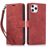 Orchid Butterfly Embossed Leather Phone Case, For iPhone 11, For iPhone 11 Pro, For iPhone X / XS, For iPhone XR, For iPhone XS Max, For iPhone 7 Plus / 8 Plus