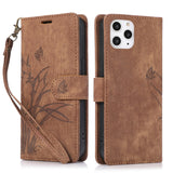 Orchid Butterfly Embossed Leather Phone Case, For iPhone 11, For iPhone 11 Pro, For iPhone X / XS, For iPhone XR, For iPhone XS Max, For iPhone 7 Plus / 8 Plus