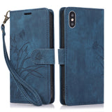 Orchid Butterfly Embossed Leather Phone Case, For iPhone 11, For iPhone 11 Pro, For iPhone X / XS, For iPhone XR, For iPhone XS Max, For iPhone 7 Plus / 8 Plus