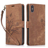 Orchid Butterfly Embossed Leather Phone Case, For iPhone 11, For iPhone 11 Pro, For iPhone X / XS, For iPhone XR, For iPhone XS Max, For iPhone 7 Plus / 8 Plus