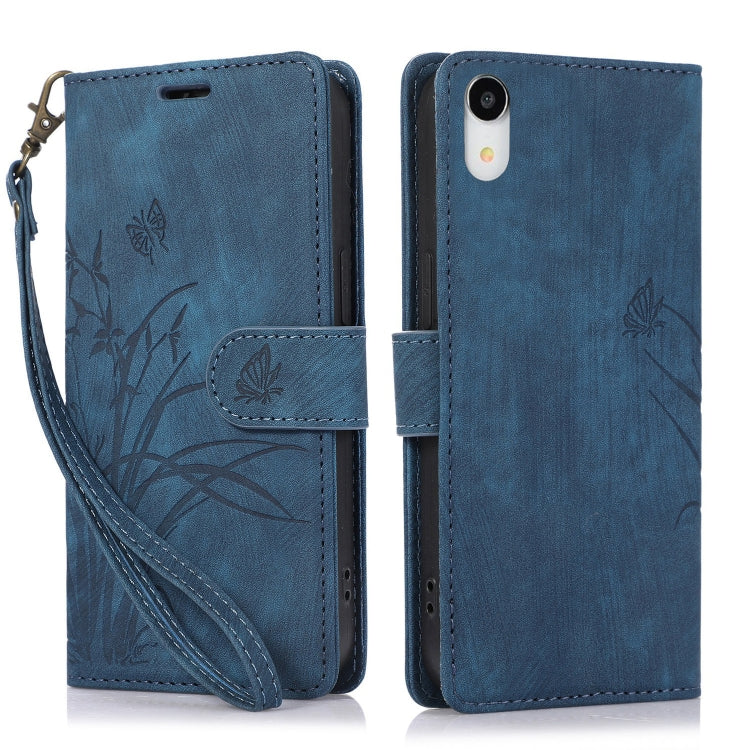 Orchid Butterfly Embossed Leather Phone Case, For iPhone 11, For iPhone 11 Pro, For iPhone X / XS, For iPhone XR, For iPhone XS Max, For iPhone 7 Plus / 8 Plus