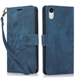 Orchid Butterfly Embossed Leather Phone Case, For iPhone 11, For iPhone 11 Pro, For iPhone X / XS, For iPhone XR, For iPhone XS Max, For iPhone 7 Plus / 8 Plus