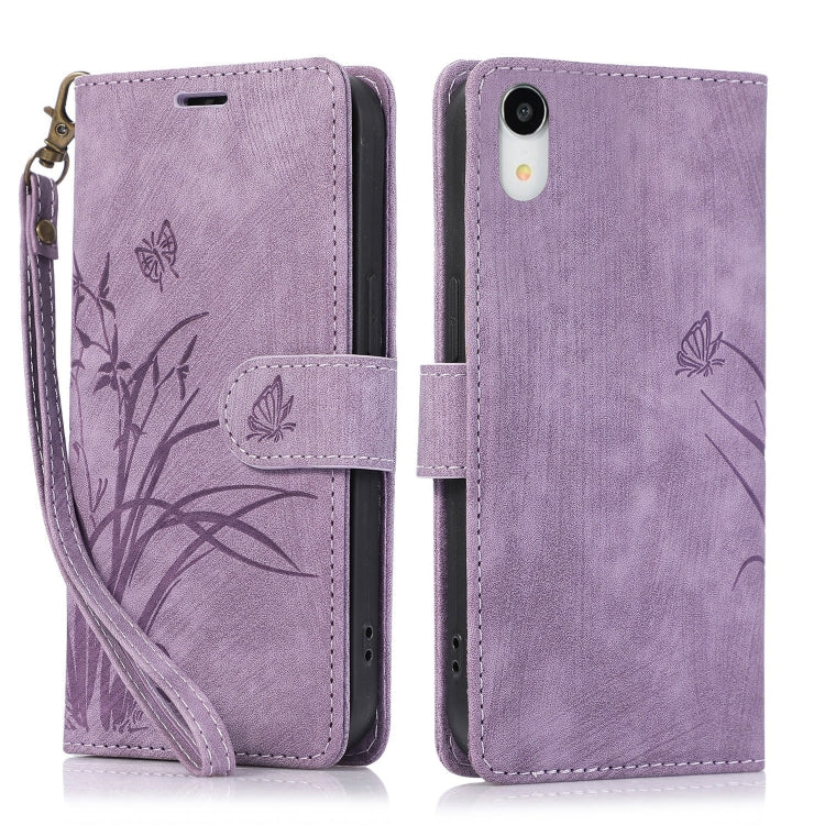 Orchid Butterfly Embossed Leather Phone Case, For iPhone 11, For iPhone 11 Pro, For iPhone X / XS, For iPhone XR, For iPhone XS Max, For iPhone 7 Plus / 8 Plus