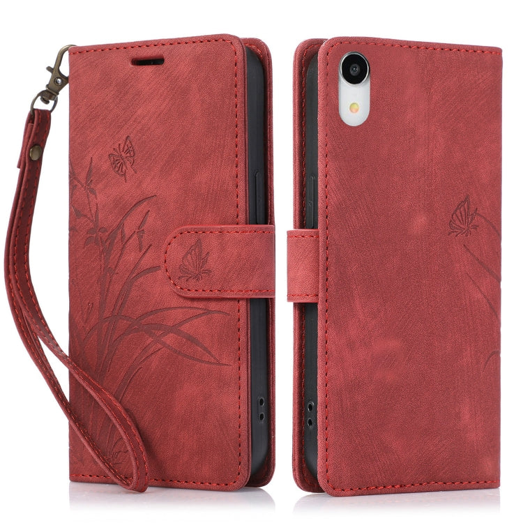 Orchid Butterfly Embossed Leather Phone Case, For iPhone 11, For iPhone 11 Pro, For iPhone X / XS, For iPhone XR, For iPhone XS Max, For iPhone 7 Plus / 8 Plus