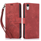 Orchid Butterfly Embossed Leather Phone Case, For iPhone 11, For iPhone 11 Pro, For iPhone X / XS, For iPhone XR, For iPhone XS Max, For iPhone 7 Plus / 8 Plus