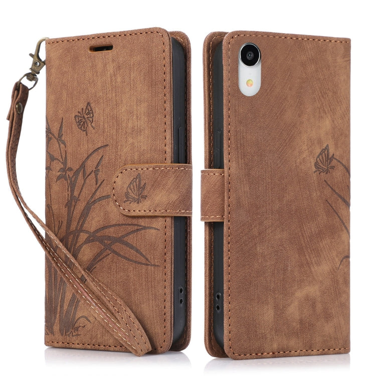 Orchid Butterfly Embossed Leather Phone Case, For iPhone 11, For iPhone 11 Pro, For iPhone X / XS, For iPhone XR, For iPhone XS Max, For iPhone 7 Plus / 8 Plus
