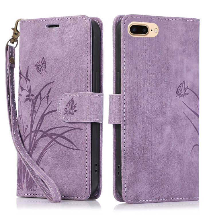 Orchid Butterfly Embossed Leather Phone Case, For iPhone 11, For iPhone 11 Pro, For iPhone X / XS, For iPhone XR, For iPhone XS Max, For iPhone 7 Plus / 8 Plus