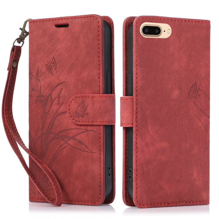 Orchid Butterfly Embossed Leather Phone Case, For iPhone 11, For iPhone 11 Pro, For iPhone X / XS, For iPhone XR, For iPhone XS Max, For iPhone 7 Plus / 8 Plus