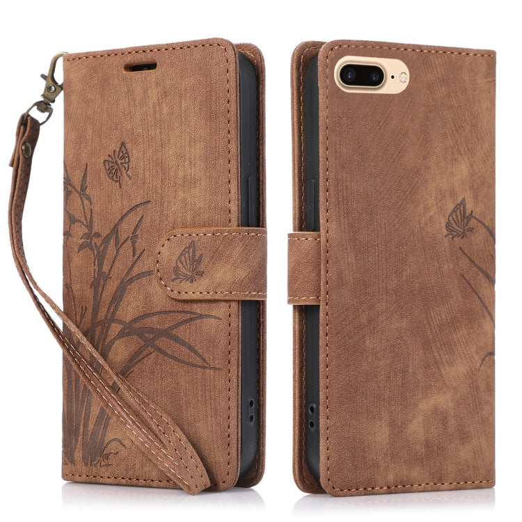 Orchid Butterfly Embossed Leather Phone Case, For iPhone 11, For iPhone 11 Pro, For iPhone X / XS, For iPhone XR, For iPhone XS Max, For iPhone 7 Plus / 8 Plus