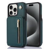 YM006 Skin Feel Zipper Card Bag Phone Case with Dual Lanyard, For iPhone 16 Plus, For iPhone 16, For iPhone 15 Pro Max, For iPhone 15 Pro, For iPhone 15 Plus, For iPhone 15