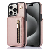 YM006 Skin Feel Zipper Card Bag Phone Case with Dual Lanyard, For iPhone 16 Plus, For iPhone 16, For iPhone 15 Pro Max, For iPhone 15 Pro, For iPhone 15 Plus, For iPhone 15